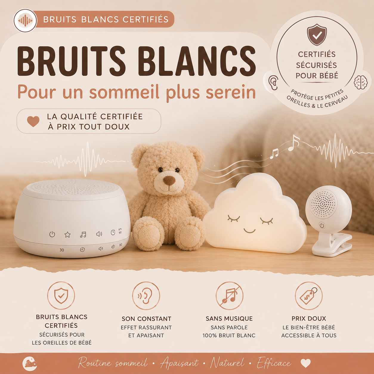 Bruits blancs certifiés pour parents responsables de leur bébé Image