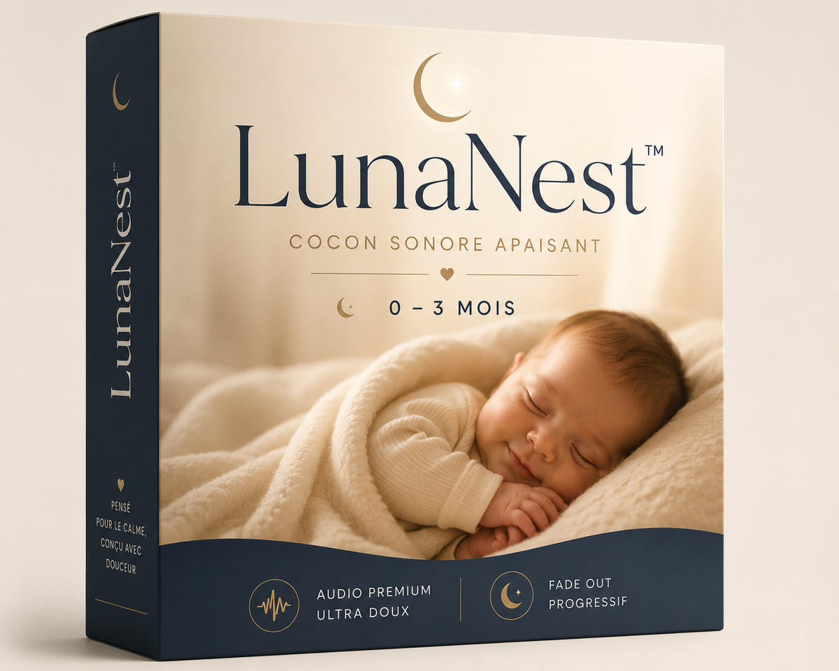 LunaNest™ — Cocon sonore apaisant pour bébé 0–3 mois • Audio sécurisé & sommeil doux
