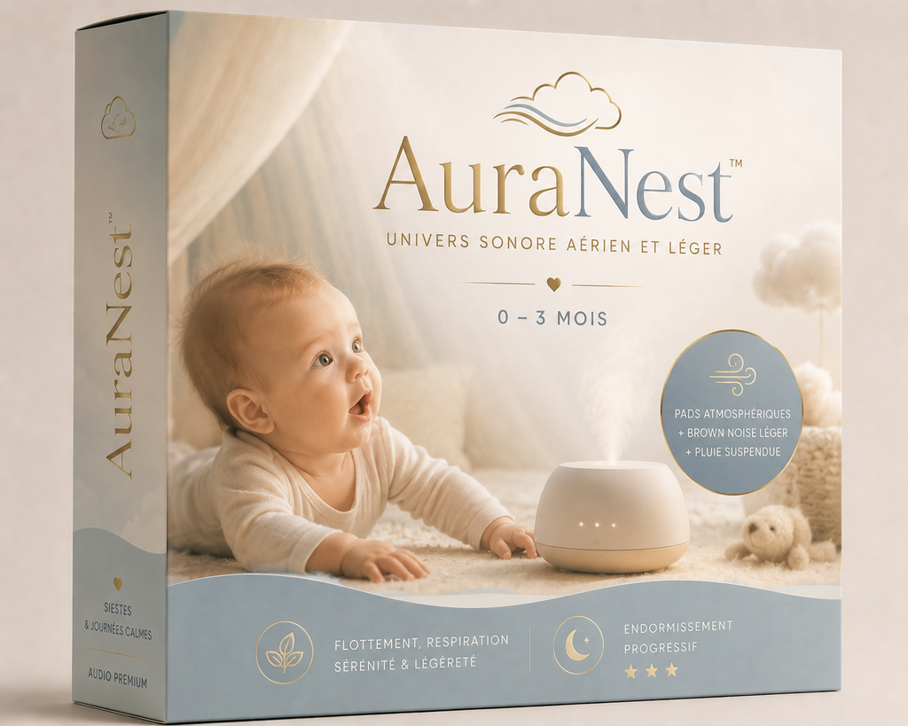 AuraNest Univers sonore aérien & léger • 0–3 mois