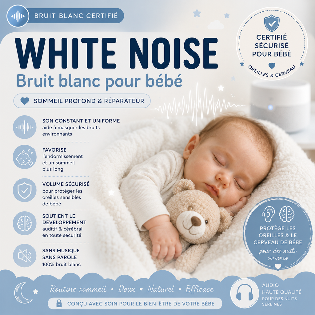 White Noise pour Bébé – Audio Premium Certifié | Un Bruit Blanc Doux pour Favoriser un Sommeil Paisible