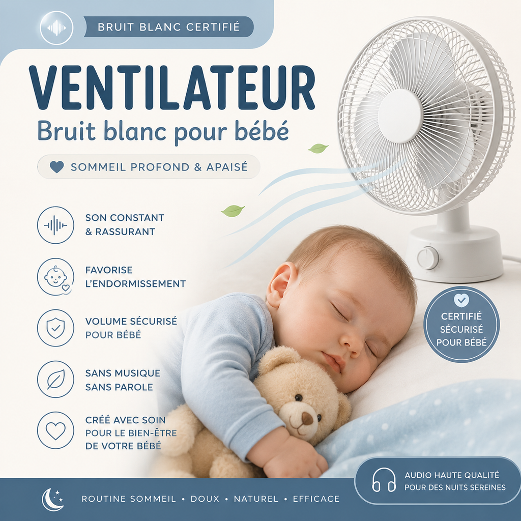 Bruit Blanc Ventilateur pour Bébé – Audio Certifié | Sommeil Profond & Apaisant